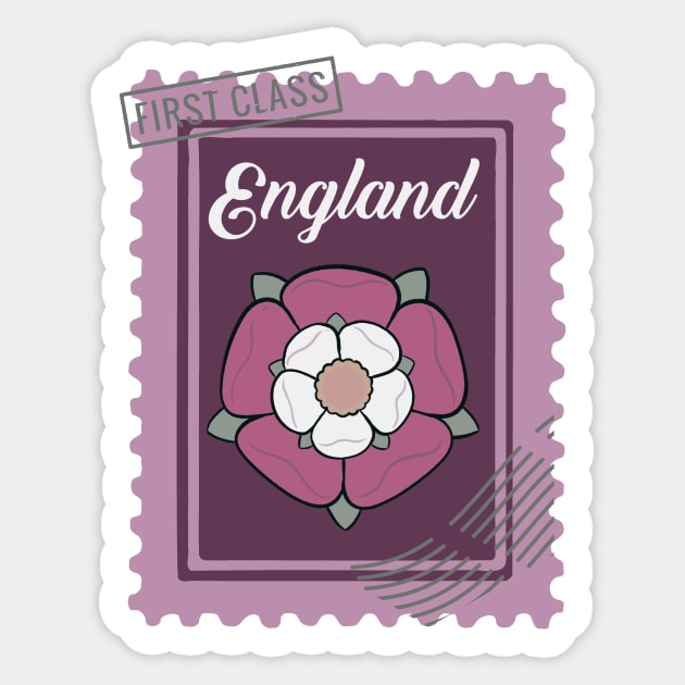 Tudor Rose England Postage Stamp Sticker by SunburstGeo